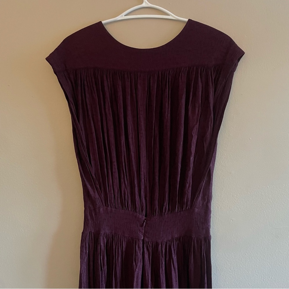 French Connection Plum Textured Drop Waist Sleeveless Dress - Size 6 Like New - Picture 10 of 16